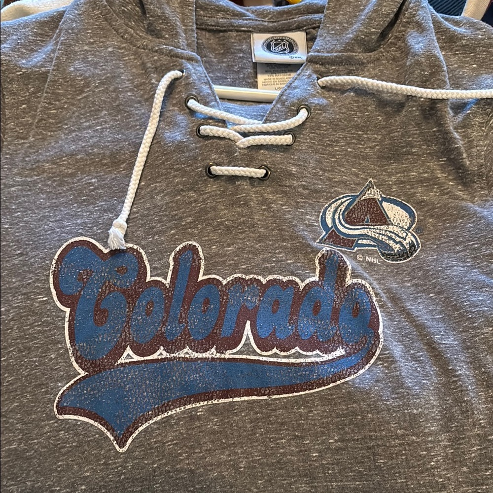 Nice girls large officially licensed NHL Avalanche long sleeve hoodie tee